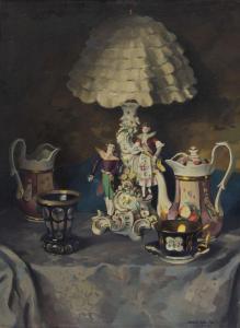 ARADI Edvi Illes Jeno 1886-1962,Still Life With Rococo Porcelain,1943,Pinter HU 2022-10-19