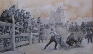 ARAJO,Bull fighting scene,Canterbury Auction GB 2010-08-02