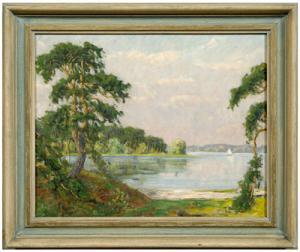 ARBOR Ann,Landscape with lake and boats,Brunk Auctions US 2009-01-03