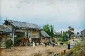 ARBORELIUS Olof 1842-1915,Getter på byväg i Dalarna,1883,Uppsala Auction SE 2021-12-08