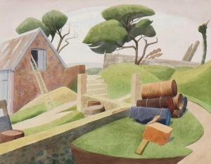 ARBUTHNOT Malcolm 1874-1967,Outbuilding with landscape beyond,Sworders GB 2021-10-05