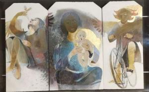 ARCABAS 1926-2018,Vierge à l'enfant entouré de deux anges dont L'Ang,Sadde FR 2021-12-07