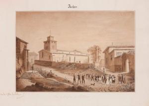 ARCHER Charles 1813-1862,Vue de l'église de Rillieux, avec un cortège de ma,Aguttes FR 2017-04-27