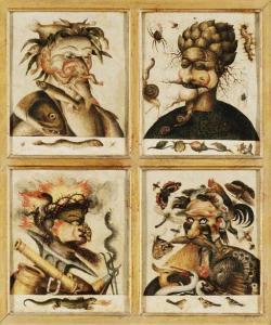 ARCIMBOLDO Giuseppe 1527-1593,Four anthropomorphic heads,Christie's GB 2004-06-17