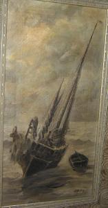 ARDEN Henri 1858-1917,Gestrande zeilboot.,Campo & Campo BE 2008-03-18