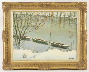 ARDENNE Lucien 1914,Barques sous la neige,Tradart Deauville FR 2021-05-29
