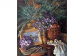 ARDIMASOV Oleg 1936,Still Life Study of Mixed Flowers, Basket of Fruit,2004,Keys GB 2015-04-10
