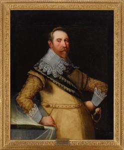 ARENDTZ CORNELIUS 1590-1655,Porträtt av Gustav II Adolf,1630,Stockholms Auktionsverket SE 2015-06-02