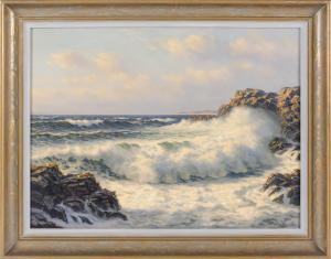 ARENTZ Josef M 1903-1969,Sunlit waves crashing against a rocky shoreline,Eldred's US 2019-04-05