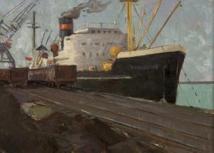 ARESTOV Ivan Nikolayevich 1917-1993,The Docks, St. Petersburg,1952,Whyte's IE 2009-12-07