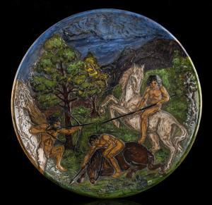 Aretini Zulimo,Piatto con raffigurazione di caccia primitiva,Bertolami Fine Arts 2023-06-23