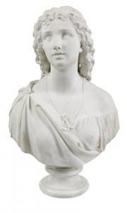 ARGENTI Giosuè 1819-1901,Büste einer jungen Frau mit Zöpfen und Ankercollier,Nagel DE 2019-06-26