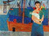 ARGOV Michael 1920-1982,Young Woman at the Port,1954,Tiroche IL 2010-01-30