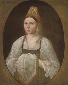 ARGUNOV Ivan 1727-1802,Portrait of a young woman in traditional Russian c,Christie's GB 2008-11-27