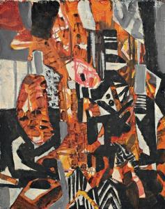 ARIKHA Avigdor 1929-2010,Orange composition,1955,Matsa IL 2016-07-12