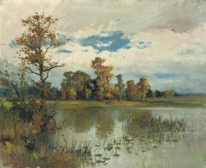 arkadii solov'iev 1895,A lake landscape,Christie's GB 2008-07-10