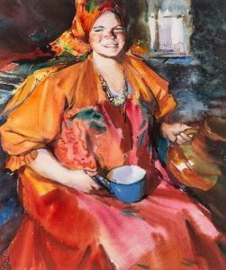 ARKHIPOV Abram Efimovich 1862-1930,Russian Village Woman,Shapiro Auctions US 2020-03-21