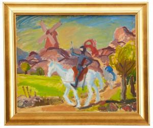 ARLINGSSON Erling 1904-1982,Ryttare till häst vid väderkvarnen,Uppsala Auction SE 2021-04-20