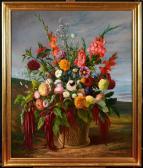 ARMAND BUDAN 1827-1874,Panier de fleurs au papillon,Osenat FR 2024-04-07