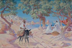 ARMAND Paul Louys 1900,FEMME JUCHÉE SUR UN ÂNE À KSAR-EL-RAGHITT SUR LA C,Pillon FR 2018-11-11