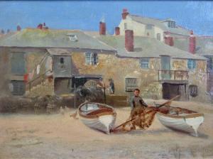 ARMITAGE Alfred 1860-1931,Boats Aground, Newlyn,David Lay GB 2020-06-11