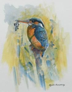 ARMSTRONG Robin 1947,A kingfisher with a fish,Woolley & Wallis GB 2023-12-13