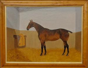 ARMSTRONG W.,equine portrait of a horse in a box stall and blan,1914,Wiederseim US 2012-02-11