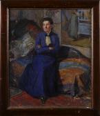 arnell alma 1857-1934,Interiör med sittande kvinna,1857,Stadsauktion Frihamnen SE 2009-10-20