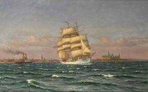 ARNESEN Vilhelm Karl Ferdinand 1865-1948,Marina con veliero in navigazione,Cambi IT 2024-03-28