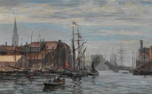 ARNESEN Vilhelm Karl Ferdinand,View from the harbour of Copenhagen,1895,Bruun Rasmussen 2024-04-01