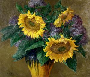 ARNETT Joe Anna 1950,Sunflowers, Hydrangeas and Heather,Hindman US 2019-11-19