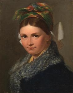 ARNOLD Heinrich, Gotthold,Portrait of a woman in a coloured headscarf,1844,Bonhams 2023-11-15