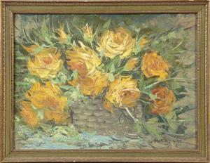 ARNOLD VAIL 1922-1995,Basket with Yellow Roses,St. Charles US 2010-05-15