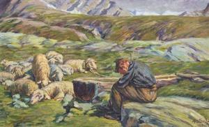 ARNOLFO SELLA 1879-1970,Paesaggio montano con pastore e armenti,1925,Meeting Art IT 2015-03-07