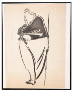 ARNOULD Reynold 1919-1980,A caricature of Charles Laughton,Duke & Son GB 2023-08-31