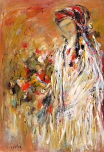 aronovitz rachel 1927,Woman with Flowers,Tiroche IL 2010-02-06