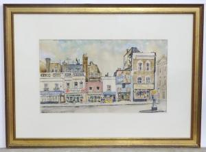 ARROBUS Sydney,Notting Hill Gate, depicting figures and shops,Claydon Auctioneers 2022-01-08