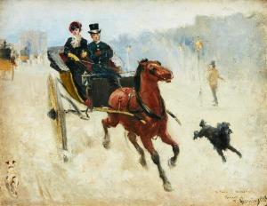 ARSENIUS Carl Georg 1855-1908,Hästdroska i Paris, Avenue du Bois,1883,Uppsala Auction SE 2023-12-12