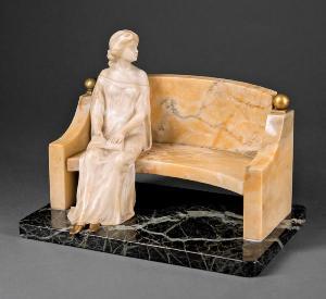 ART DECO,Figural Group of a Woman Reading,Neal Auction Company US 2018-11-16