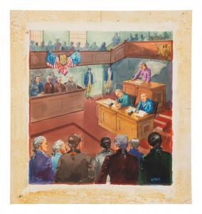 ARTHURS Stanley Massey 1877-1950,Courtroom Scene - Accused on the Stand,Hindman US 2022-07-15