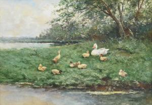 ARTZ Constant David L. 1870-1951,Duck and ducklings by the riverside,Tennant's GB 2023-11-11