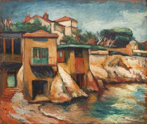 ASCHER Jerzy 1884-1943,Houses by the beach in Hyeres,Desa Unicum PL 2021-12-16