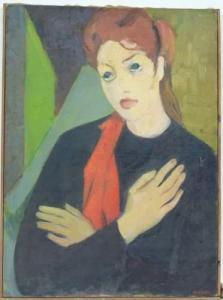 ASCIONE Richard,« Portrait : femme aux mains croisées »,Auxerre Enchères FR 2009-10-04