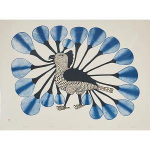 ASHEVAK Kenojuak 1927-2013,KINNGAIT OWL IN BLUE,1991,Waddington's CA 2018-05-29