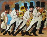 ASHLEY Frank Nelson 1920-2007,Jazz #58, Six Men, Storyville Marching Band in ,Clars Auction Gallery 2014-08-10