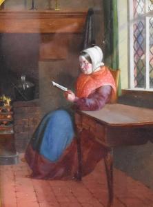 ASHMORE Charles 1851-1925,By the Fire; Reading a Book, Sunday Afternoon,Halls GB 2022-07-06