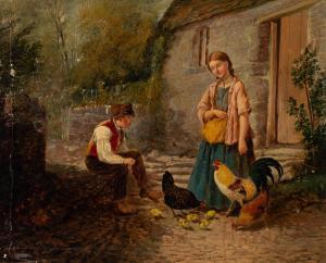 ASHMORE Charles 1851-1925,Children playing; Farmyard scene with children,Capes Dunn GB 2022-03-22
