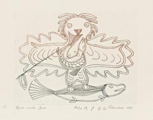 ASHOONA Pitseolak 1904-1983,Bird with Fish,1967,Walker's CA 2013-05-05