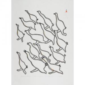 ASHOONA Pitseolak 1904-1983,FRIGHTENED GOSLINGS,1983,Waddington's CA 2010-08-16