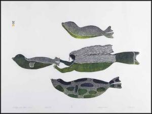 ASHOONA Pitseolak 1904-1983,Taleelayu and Three Seals,1975,Heffel CA 2016-01-28